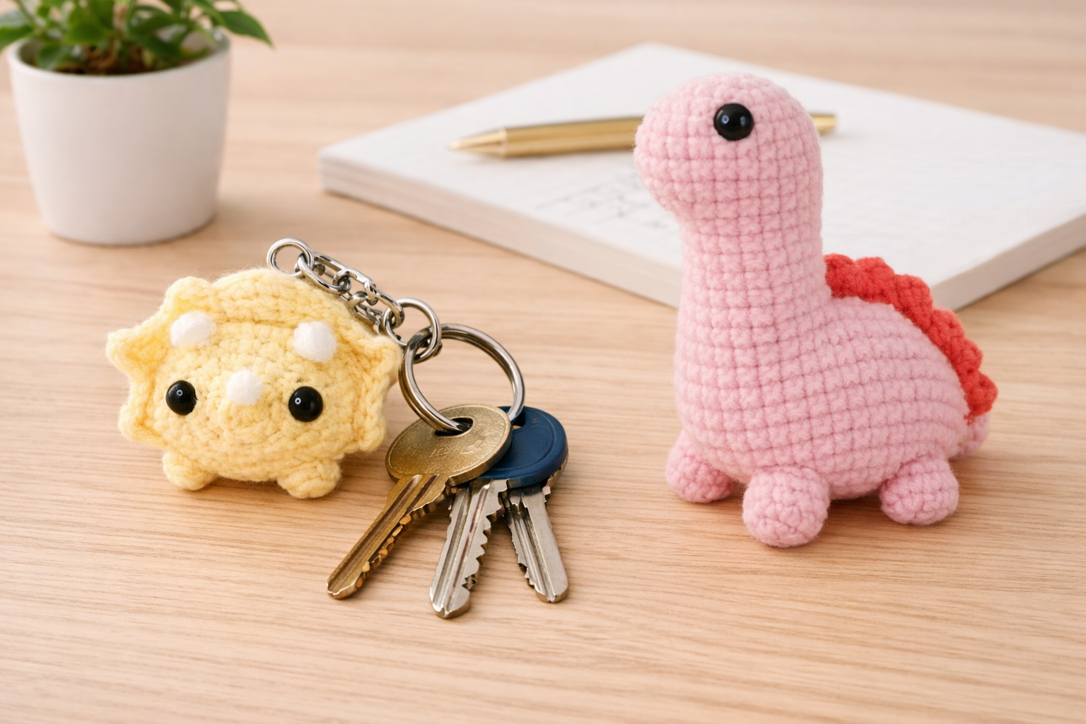 Kit Crochet Dinos en uso - resultado final amigurumi