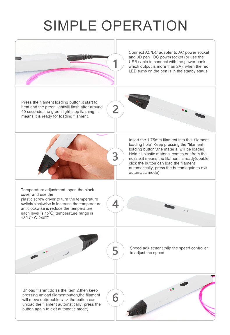 Lápiz 3D con 10 filamentos PLA de colores (30 m) - Artnova